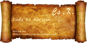 Csáki Karina névjegykártya